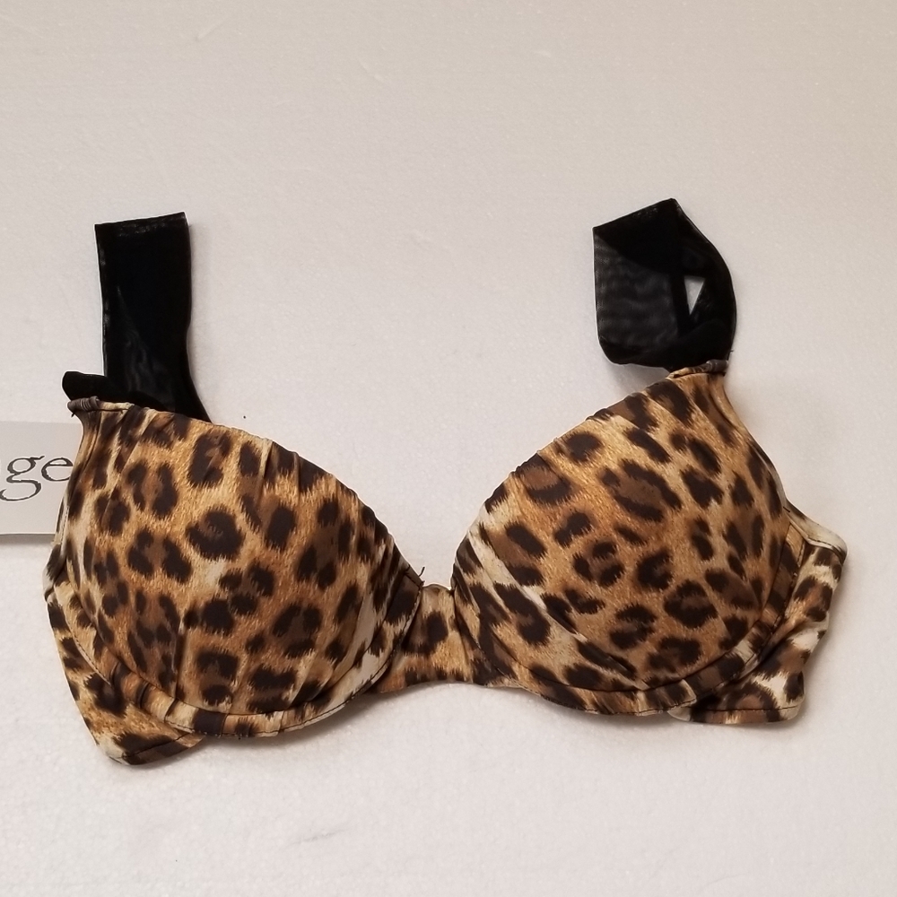 NEW Sauvage Luxe Small Push Up Cheetah Print Mesh Straps Luxury Swim Bikini Top